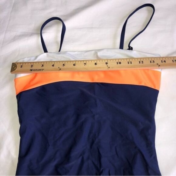 Relleciga One Piece Swimsuit Blue Orange White Size Medium Modest Paris NEW - Picture 5 of 8